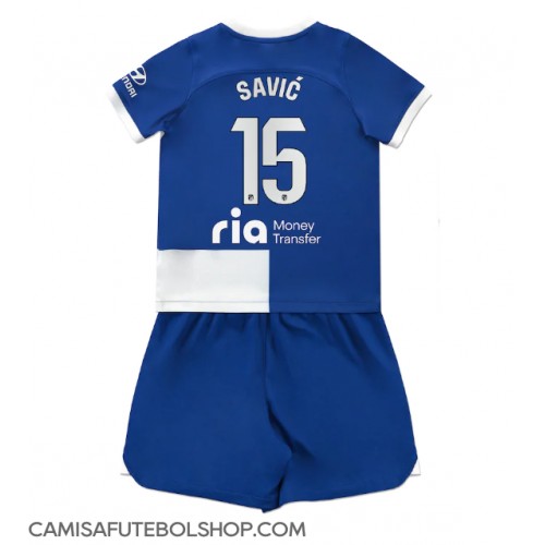 Camisa de time de futebol Atletico Madrid Stefan Savic #15 Replicas 2º Equipamento Infantil 2023-24 Manga Curta (+ Calças curtas)